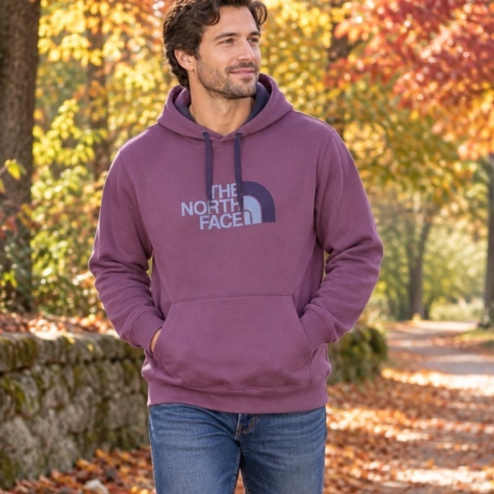 The North Face Mens Plum Purple Graphic Logo Pullover Hoodie XL